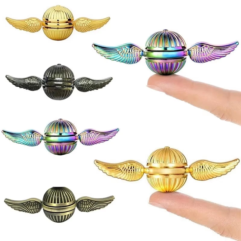 Fingertip Fidget Spinner Toys Anti-Stress Hand Spinner Angel Wings Gold Gyroscope Toy Finger Rotation Metal Toys for Kids Adults