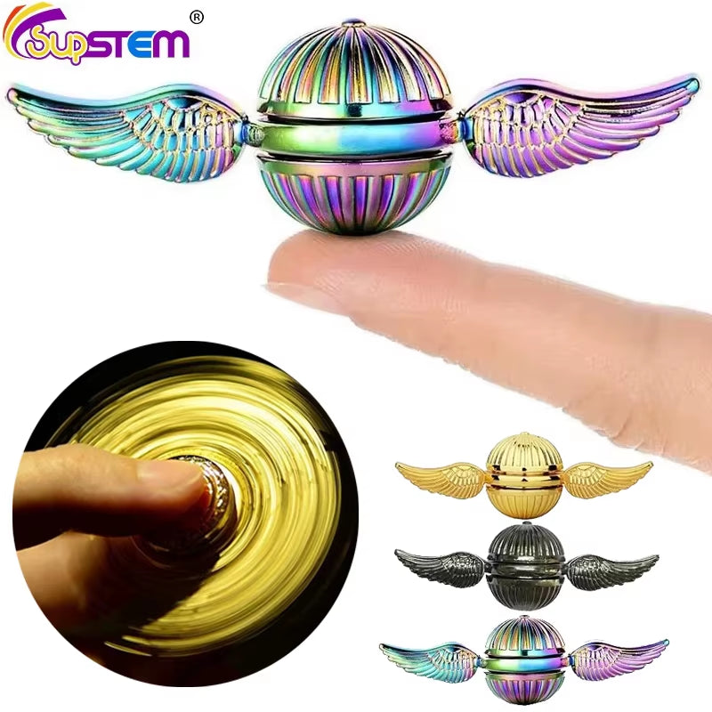 Fingertip Fidget Spinner Toys Anti-Stress Hand Spinner Angel Wings Gold Gyroscope Toy Finger Rotation Metal Toys for Kids Adults