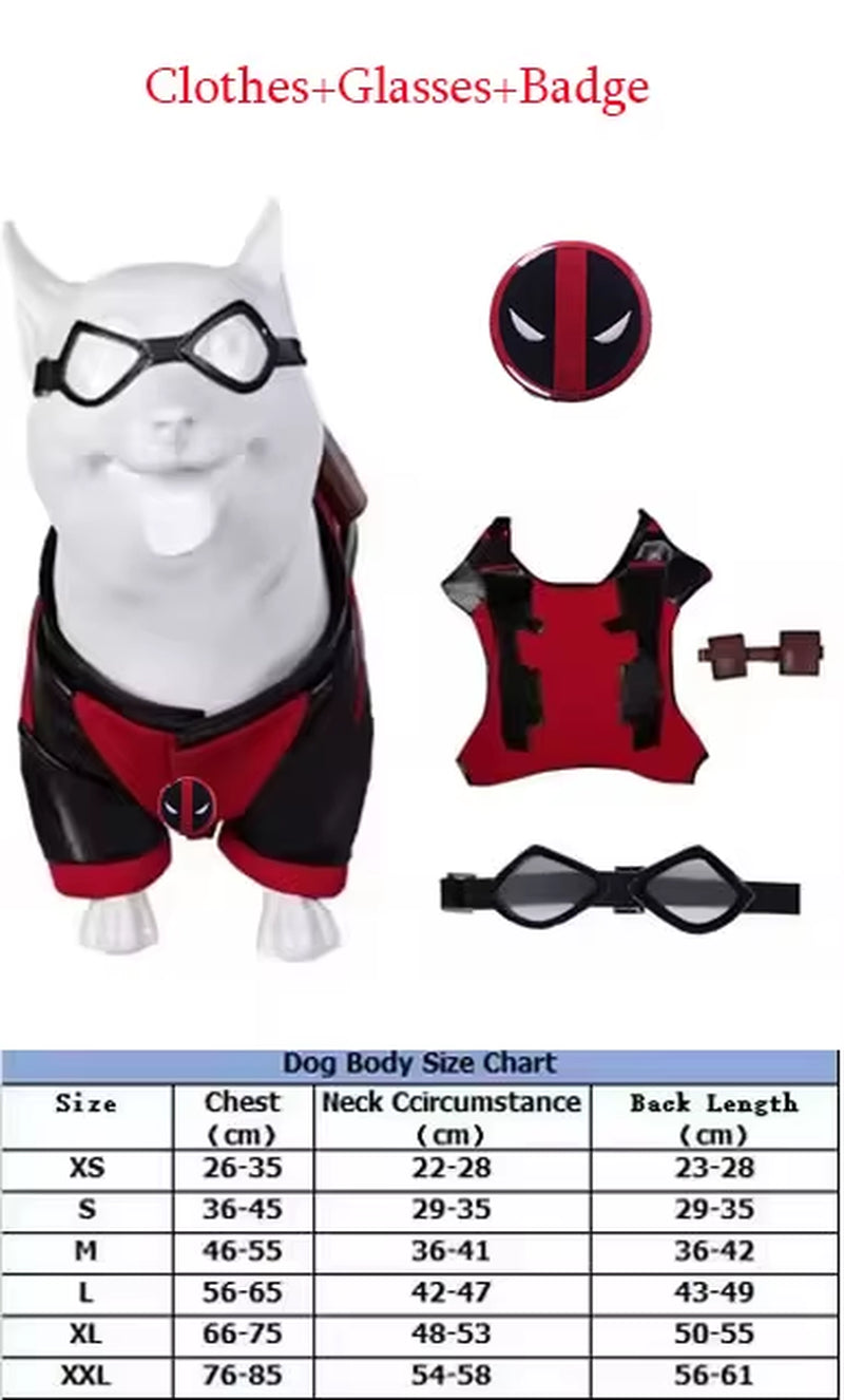 Pet Dog Pool Costume Dead Cosplay Pool Dogs Red Clothes Goggles for Small Large Puppy Halloween Disguise Clothing Glasses Badge